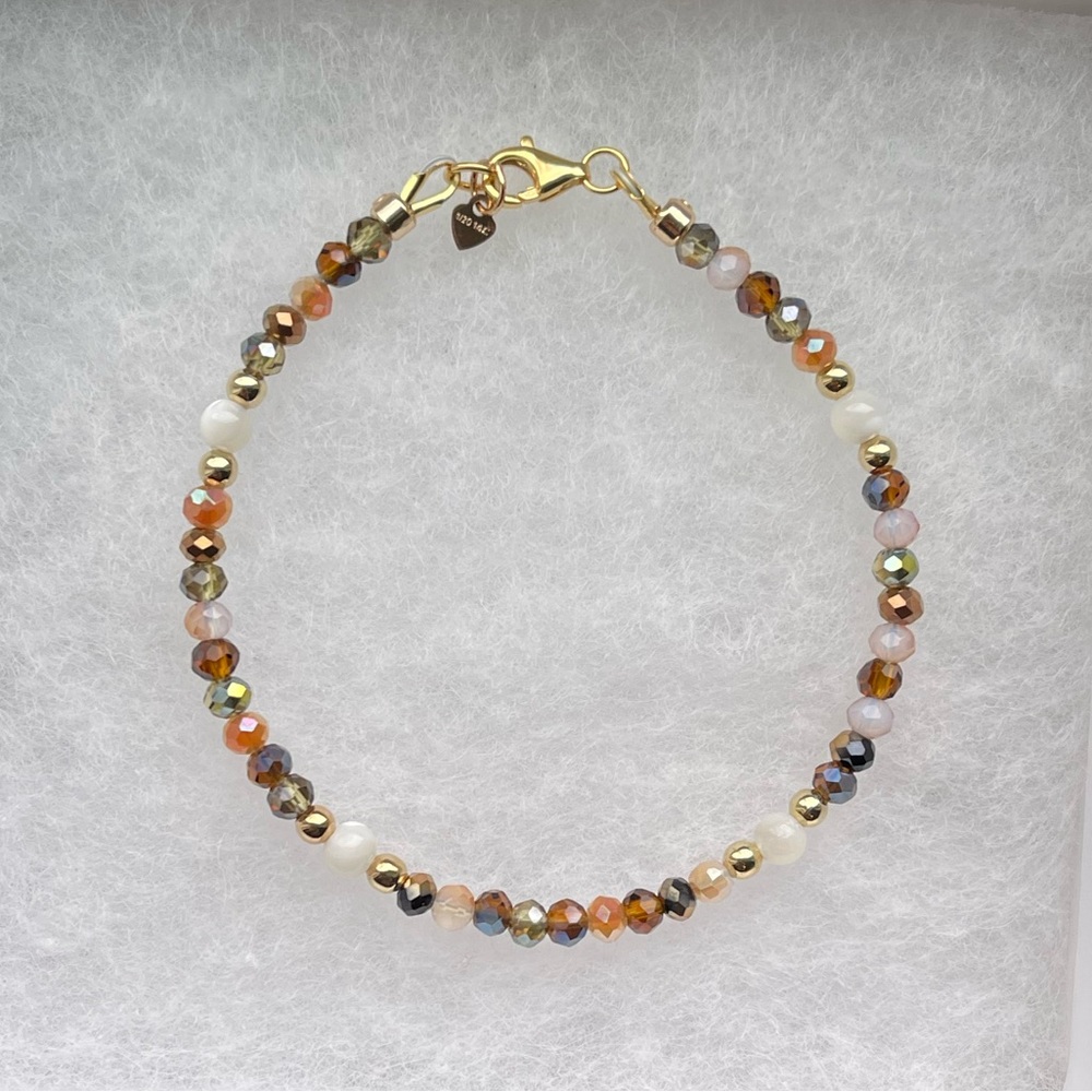 Homemade Beaded Bracelet 14 k gold plated sterling silver